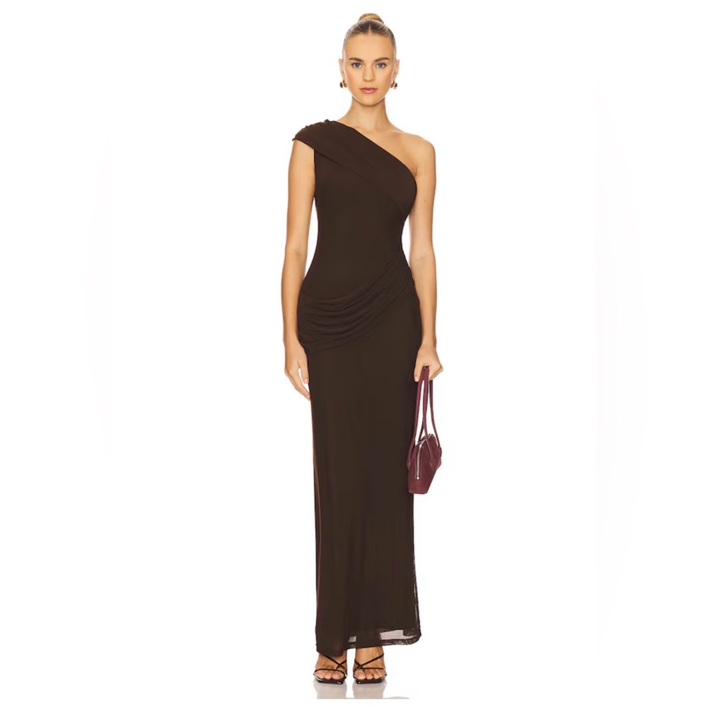 Revolve One-Shoulder Brown Dress